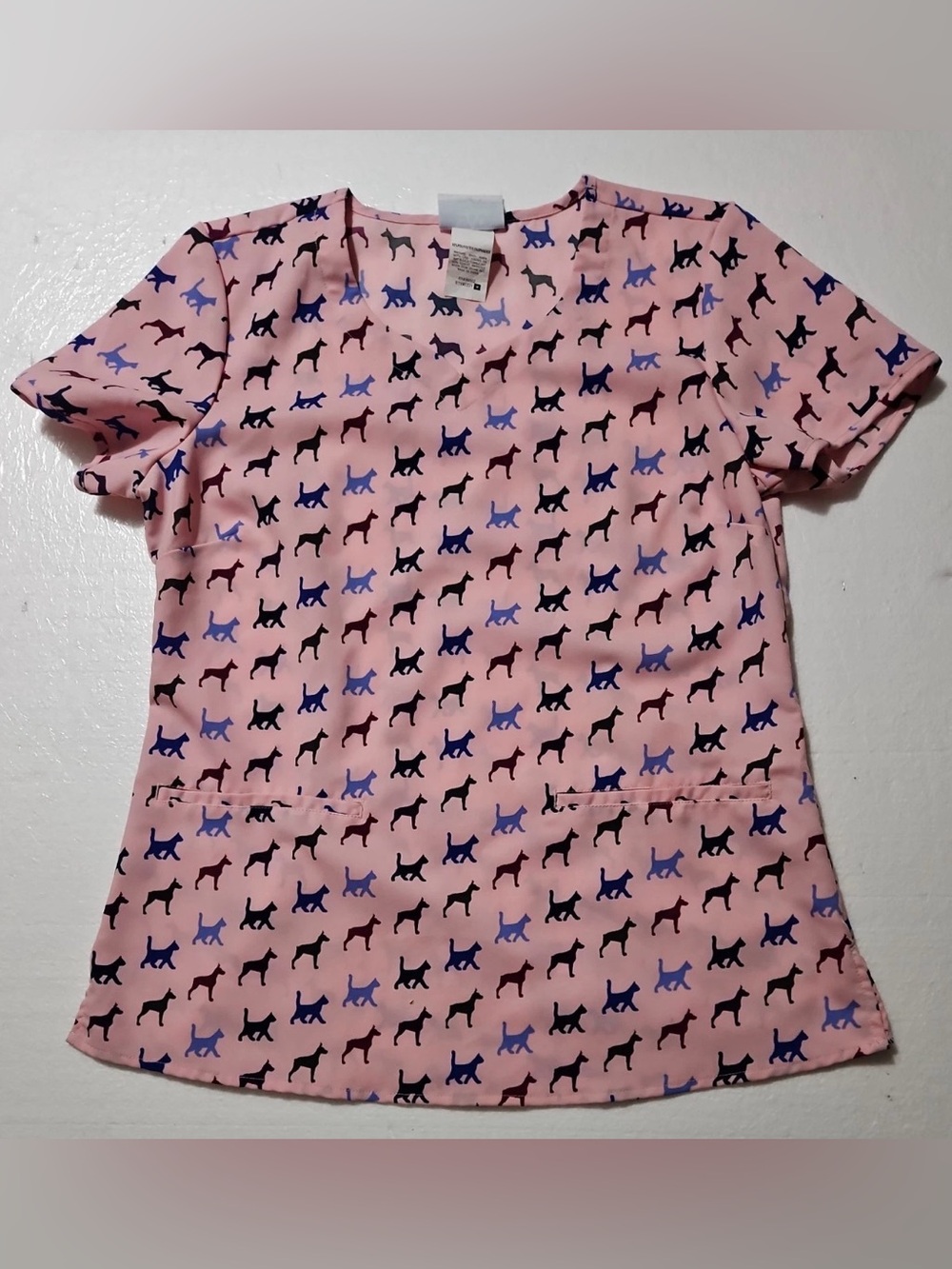 Veterinary Apparel Company Pink Cat and Dog Scrub Top
